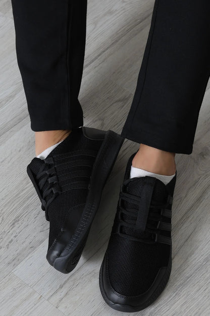 Men's Triple Black Urban Sneakers – Stealth Low-Top Trainers