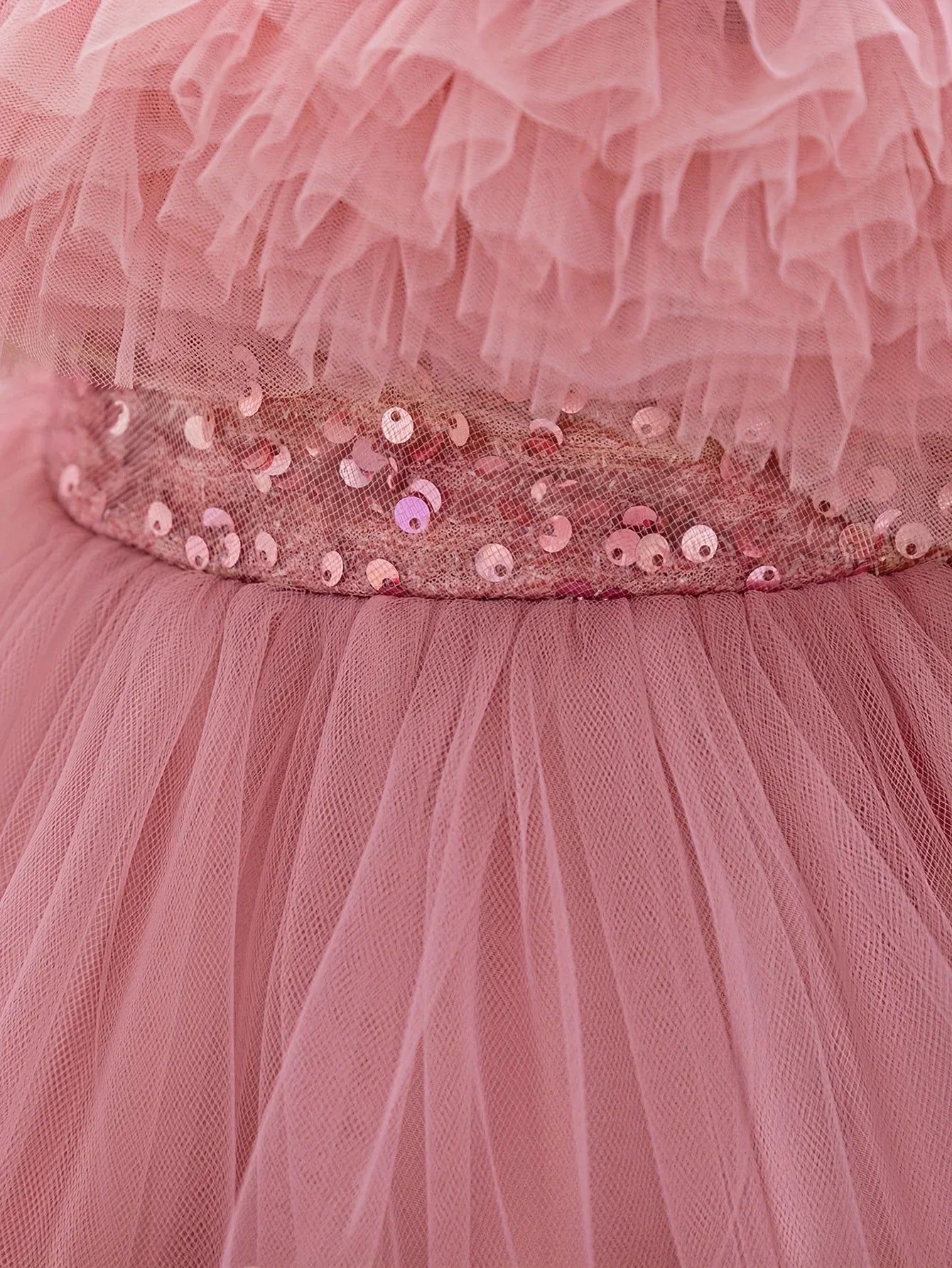 TEMU-Measuring Front Skirt, Girl's Pink Sequin Dress - alotasawkli