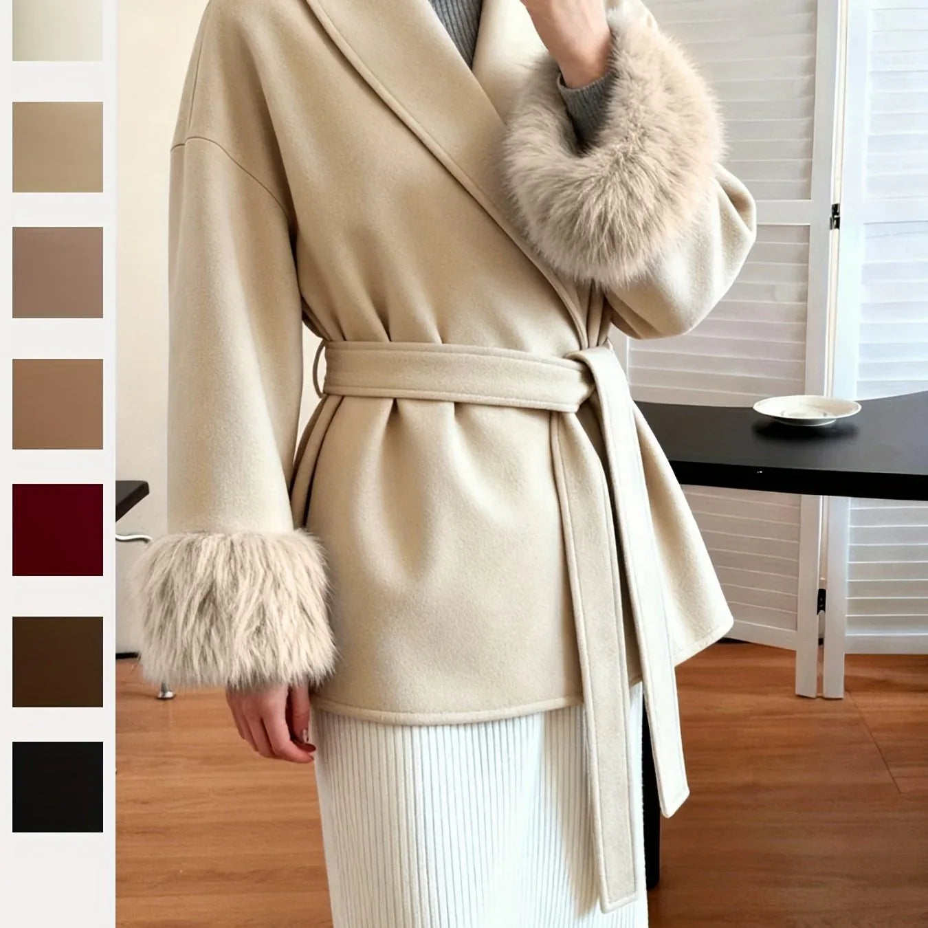 TEMU-Women's Fashion Elegant Furry Sleeve - alotasawkli