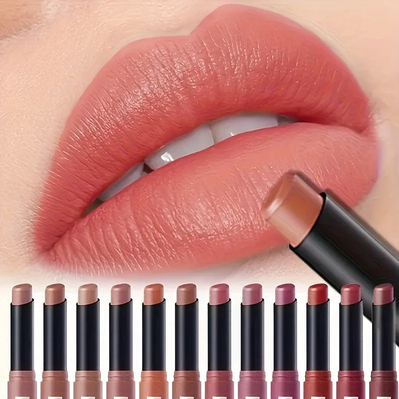 [Matte Lipstick] Matte Lipstick Single Pack | 12 Colors with Lasting Moisture - alotasawkli