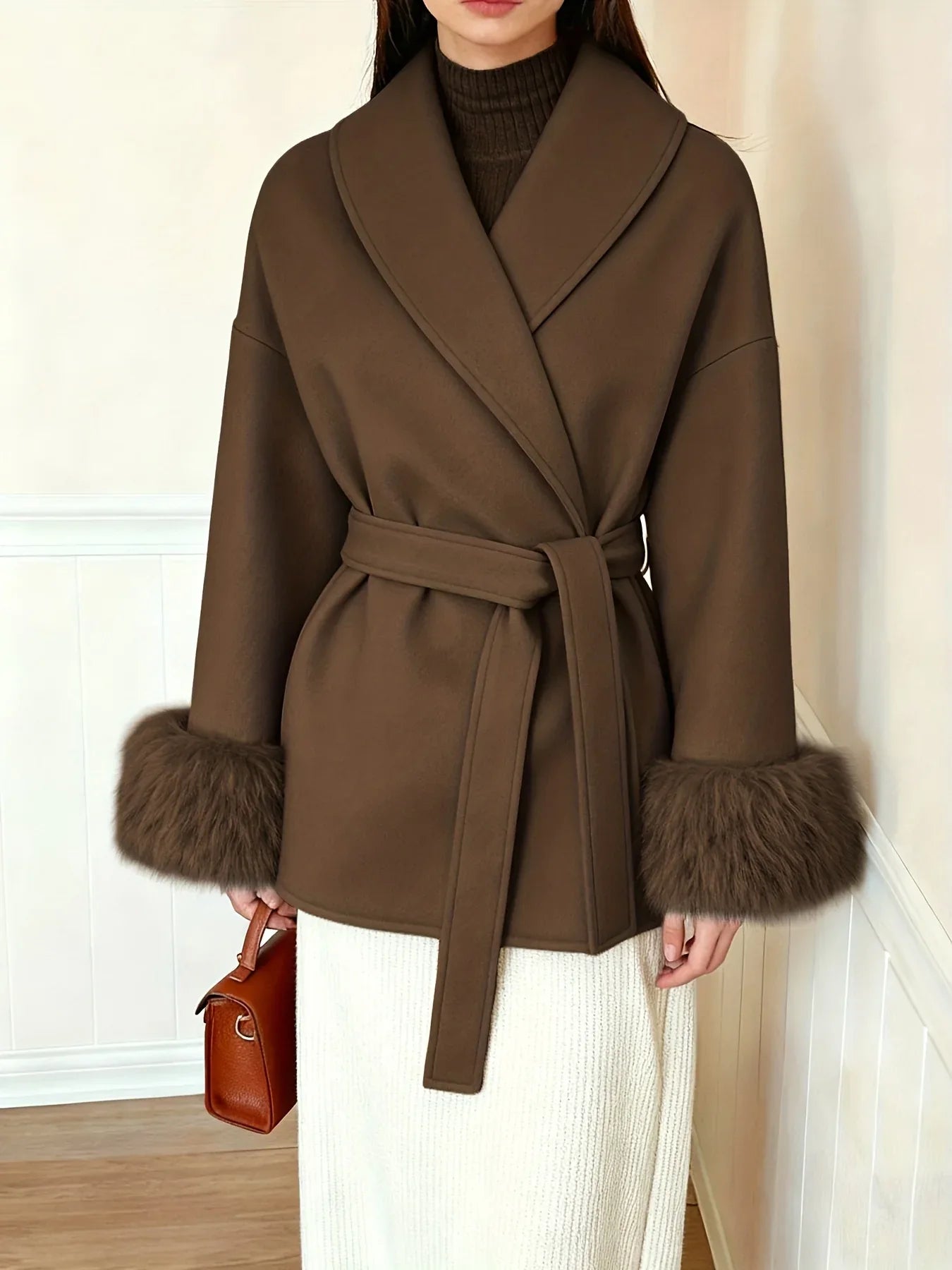 TEMU-Women's Fashion Elegant Furry Sleeve - alotasawkli