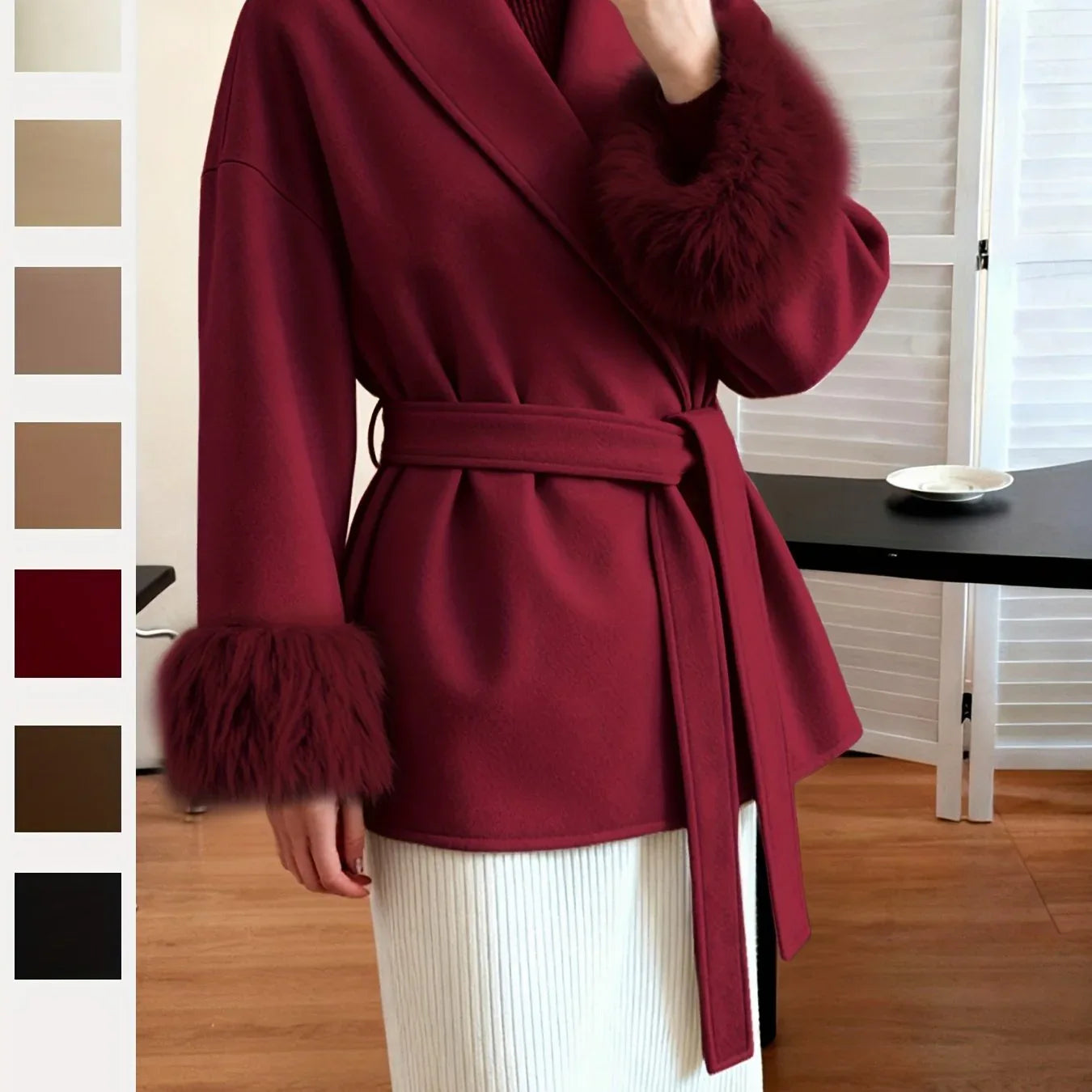 TEMU-Women's Fashion Elegant Furry Sleeve - alotasawkli