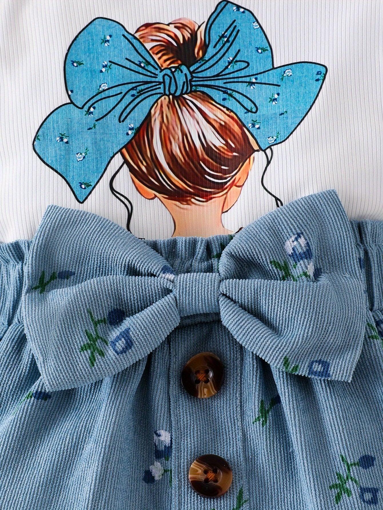 TEMU-A Three-Piece Set for Baby Girls Featuring - alotasawkli