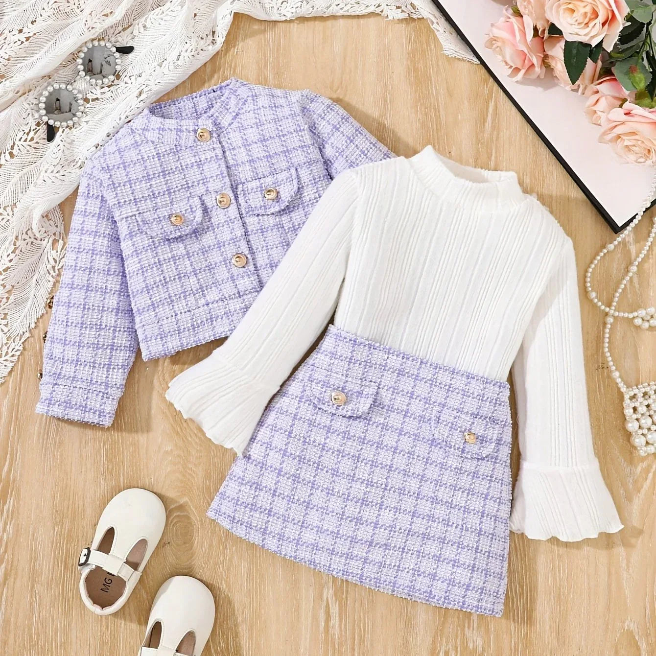 TEMU-A Stylish Three-Piece French Outfit for Young, Perfect - alotasawkli