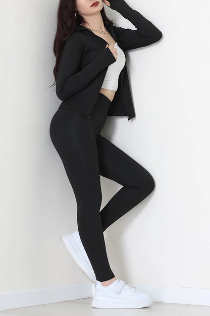 Black Zippered Scuba Fabric Set
