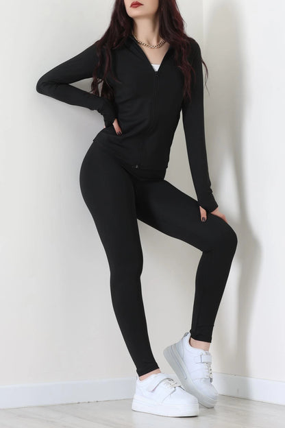 Black Zippered Scuba Fabric Set
