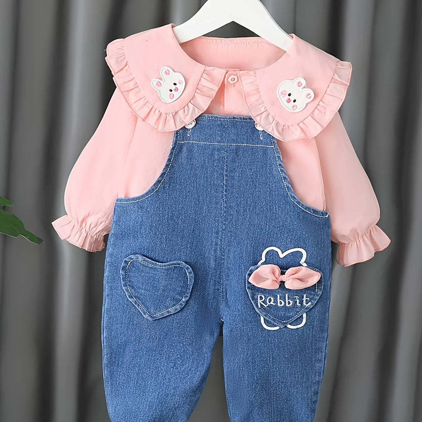 TEMU-Collection for Girls Featuring a Two-Piece Set with Bunny - alotasawkli