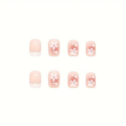 TEMU-24pcs Square Press-On Nails Short Length Glossy Fake Nails - alotasawkli