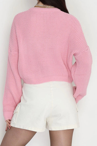 Women’s Ribbon Detail Knit Cardigan – Pink