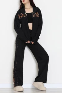 Navy & White Trimmed Zip-Up Two-Thread Tracksuit Set