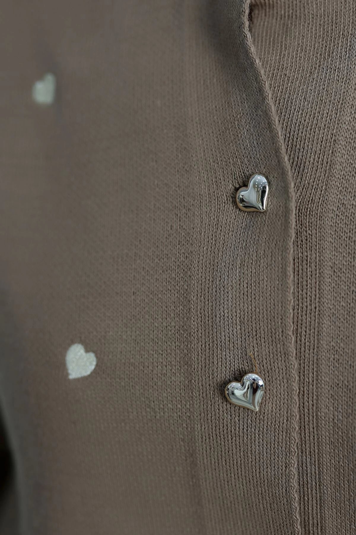 Women’s Heart Detail Knit Cardigan – Mocha & Latte