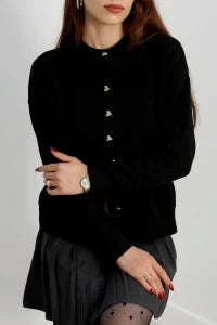 Women’s Heart-Button Knitwear Cardigan – Burgundy
