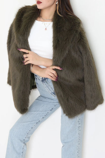 Belted Lined Faux Fur Coat