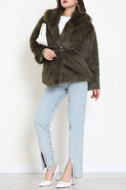 Belted Lined Faux Fur Coat