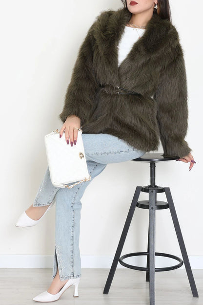 Belted Lined Faux Fur Coat