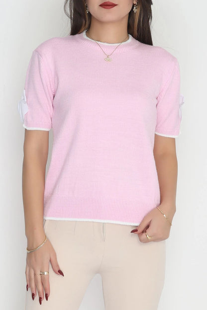 Women’s Short Sleeve Knitwear Top – Pink