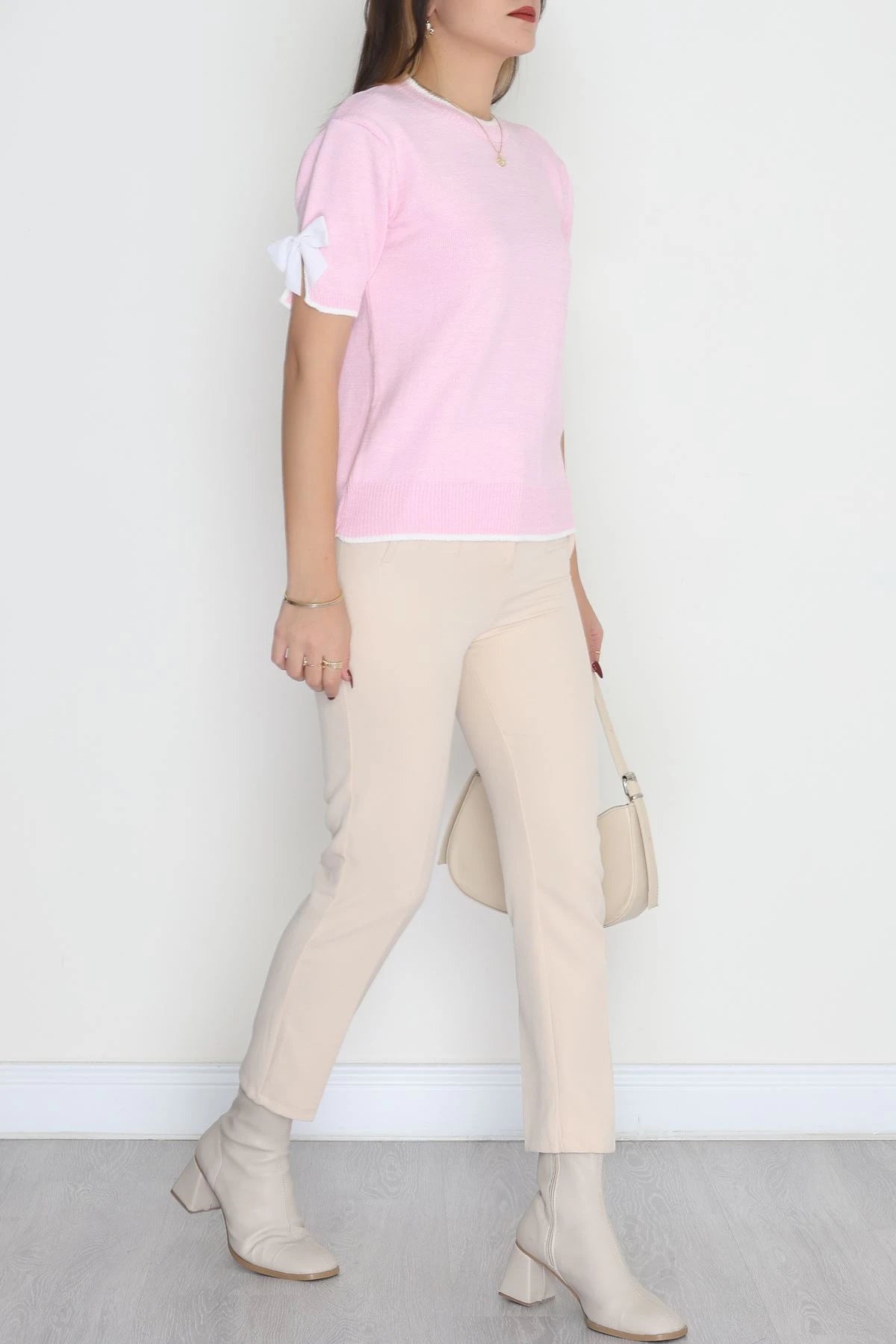 Women’s Short Sleeve Knitwear Top – Pink