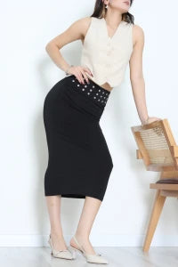 Indigo Grommet Detail Mini Skirt – Eyelet Accent Design
