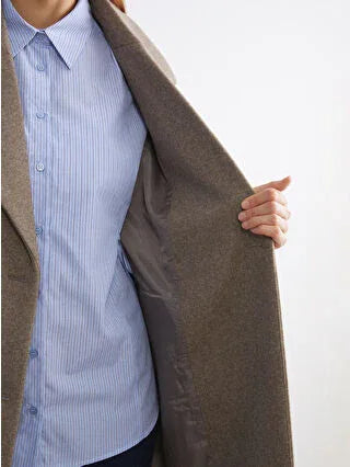 Brown Jacket Collar Women's Cashmere Coat - alotasawkli