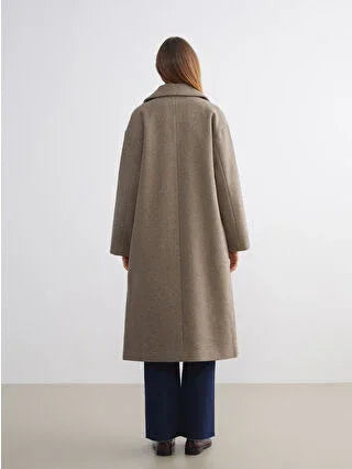 Brown Jacket Collar Women's Cashmere Coat - alotasawkli