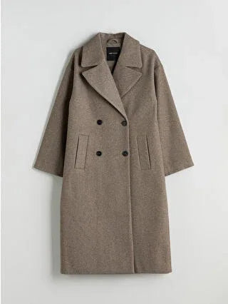 Brown Jacket Collar Women's Cashmere Coat - alotasawkli