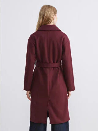 Burgundy Double-Breasted Women's Cashmere Coat - alotasawkli