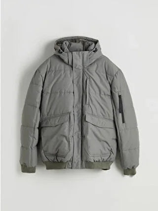 Black Standard Fit Hooded Men's Jacket - alotasawkli