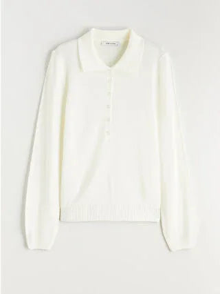 Burgundy Polo Collar Women's Knit Sweater - alotasawkli