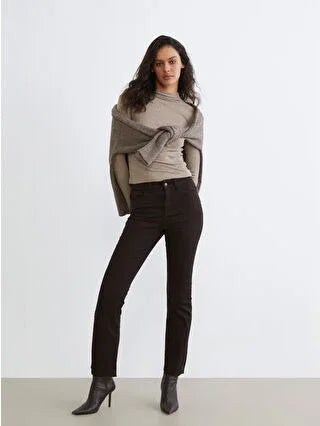 Brown Crop Flare Women's Jeans - alotasawkli