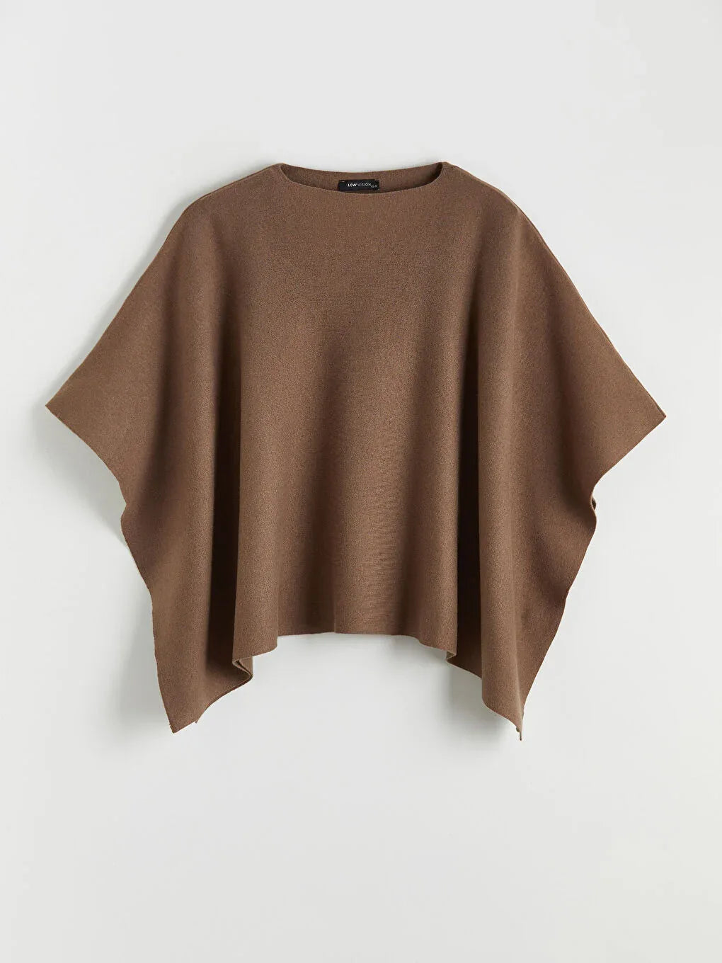 Beige Crew Neck Oversize Women's Knitted Poncho - alotasawkli