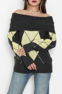 Women’s Hooded Striped Knitwear Top – Ecru & Pink