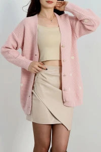 Women’s Heart Embroidered Knit Cardigan – Red & White