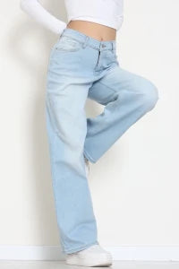 Dark Navy High-Waist Palazzo Jeans