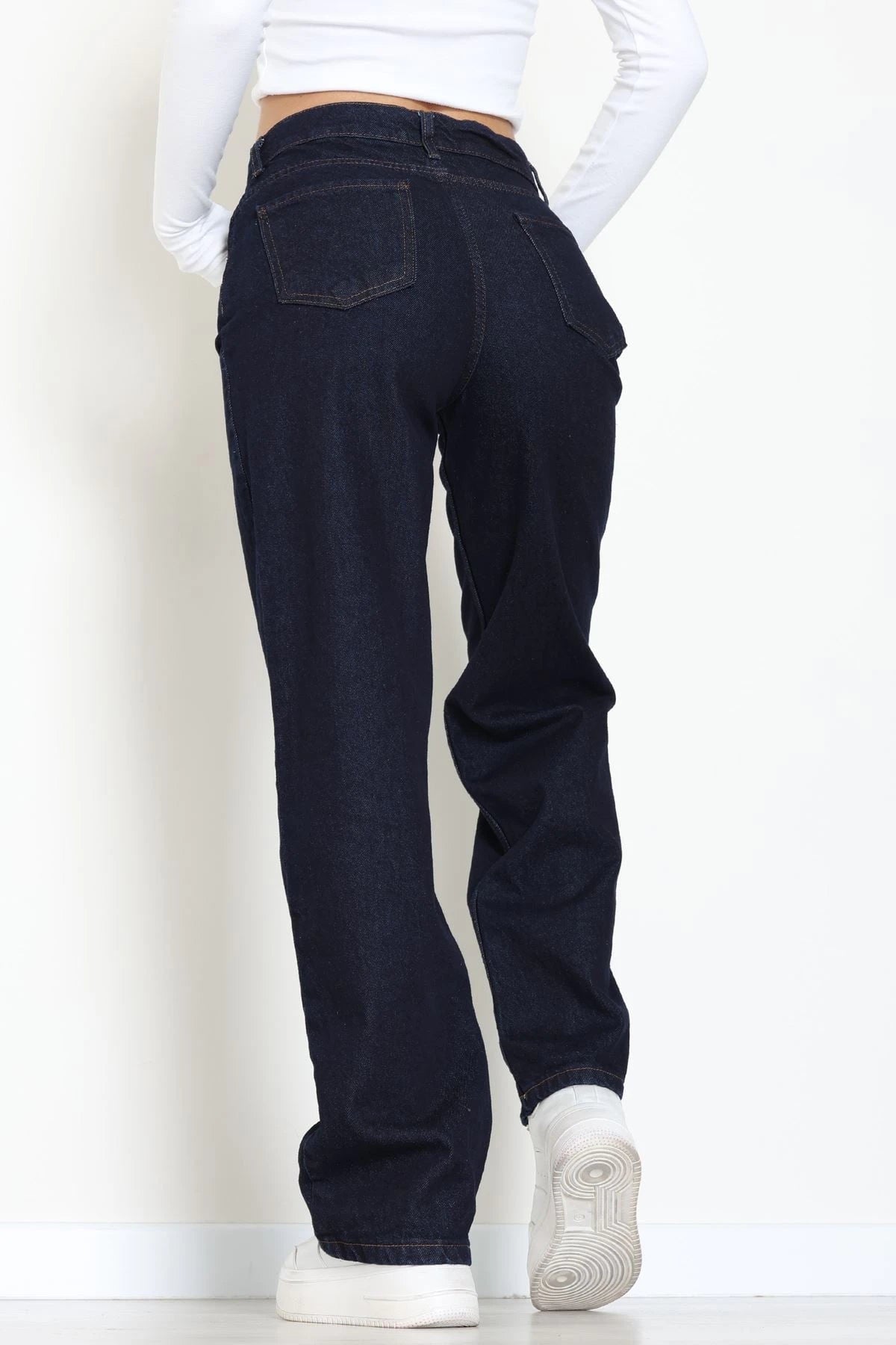 Dark Navy High-Waist Palazzo Jeans