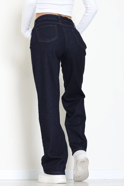 Dark Navy High-Waist Palazzo Jeans