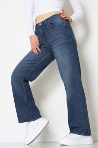Dark Navy High-Waist Palazzo Jeans