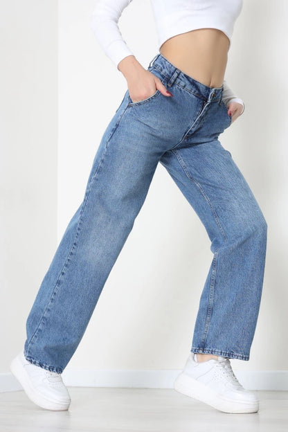 Blue High-Waist Palazzo Jeans