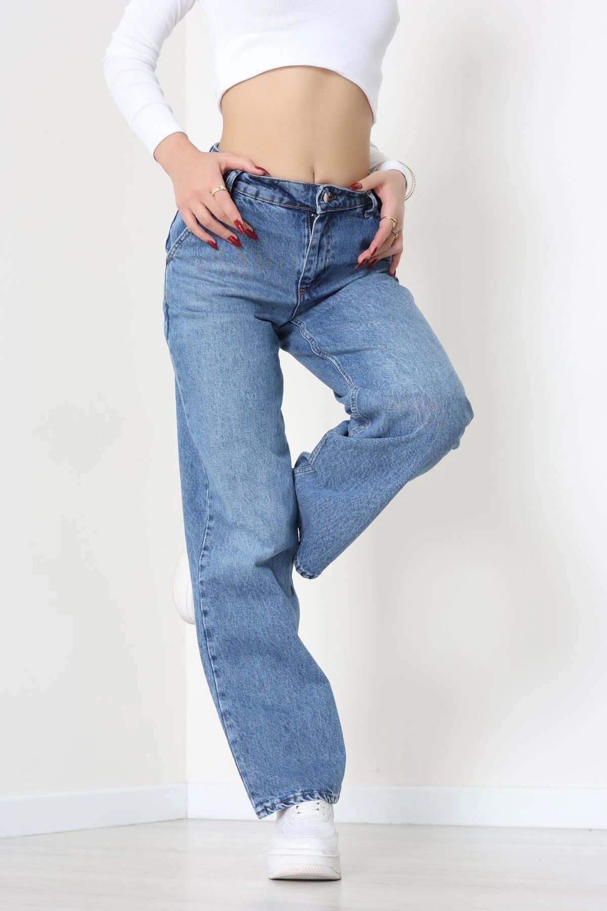 Blue High-Waist Palazzo Jeans