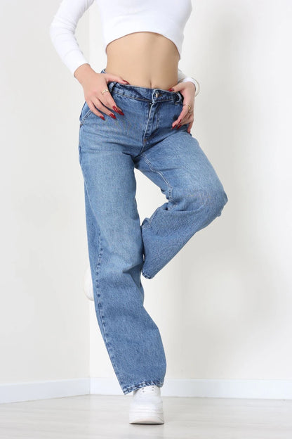 Blue High-Waist Palazzo Jeans