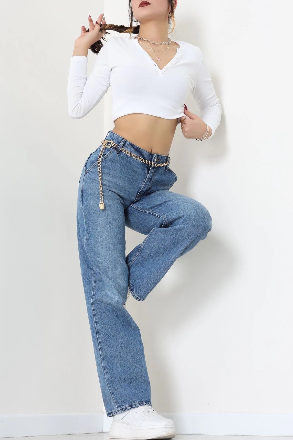 Blue High-Waist Palazzo Jeans