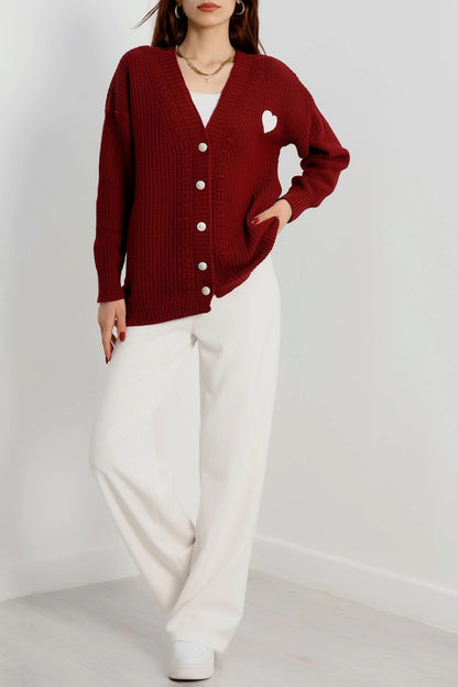 Women’s Pom-Pom Detail Knit Cardigan – Pink