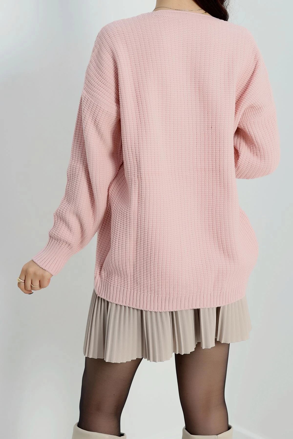 Women’s Pom-Pom Detail Knit Cardigan – Pink