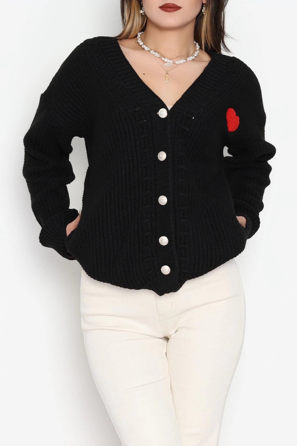 Women’s Pom-Pom Detail Knit Cardigan – Pink
