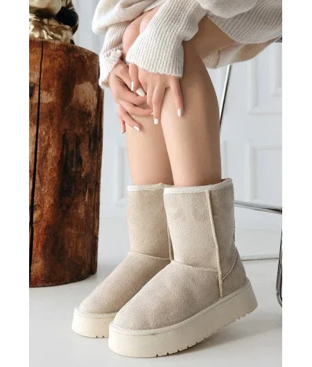 Sophia Beige Suede Boots - alotasawkli