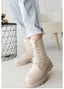 Orge Beige Leather Lace-up Boots - alotasawkli
