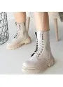 Caxa Beige Leather Lace-up Boots - alotasawkli