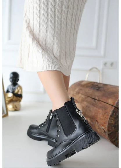 Harte Black Leather Lace-up Boots - alotasawkli