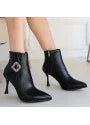 Moose Black Leather Heeled Boots - alotasawkli