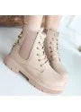 Harte Nude Leather Lace-up Boots - alotasawkli