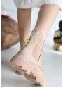 Harte Nude Leather Lace-up Boots - alotasawkli